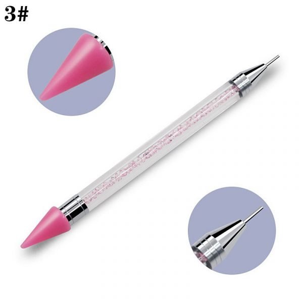Dual-ended Nail Rhinestone Studs Picker With Crystal Handle Wax Pen Dotting Tool-11