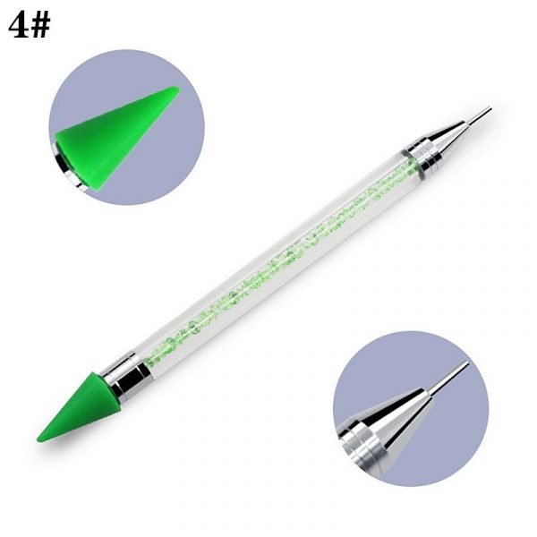 Dual-ended Nail Rhinestone Studs Picker With Crystal Handle Wax Pen Dotting Tool-12