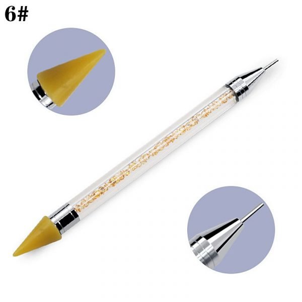 Dual-ended Nail Rhinestone Studs Picker With Crystal Handle Wax Pen Dotting Tool-14
