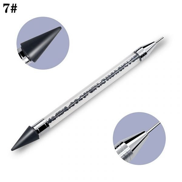 Dual-ended Nail Rhinestone Studs Picker With Crystal Handle Wax Pen Dotting Tool-15