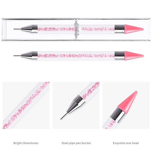 Dual-ended Nail Rhinestone Studs Picker With Crystal Handle Wax Pen Dotting Tool-6