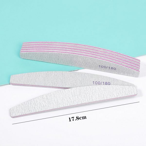 High-quality Half Moon Shape Double Sided Grit Emery Nail Polishing File-2