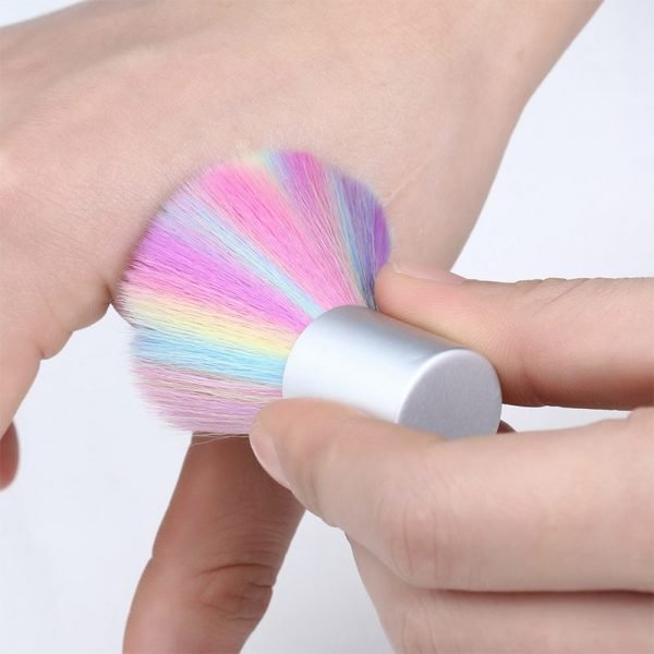 Multi-Color Soft Hair Metal Handle Nail Art Dust Cleaning Brush-2