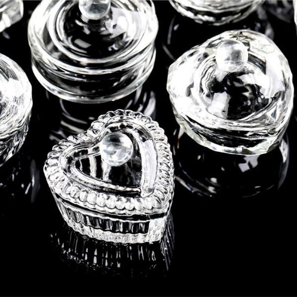 Nail Art Crystal Glass Acrylic Dappen Dish with Lid-1
