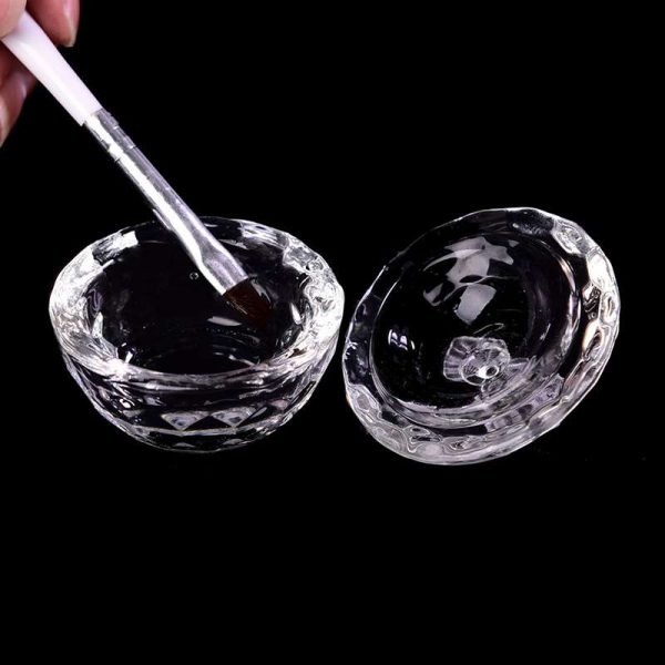 Nail Art Crystal Glass Acrylic Dappen Dish with Lid-3
