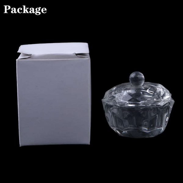 Nail Art Crystal Glass Acrylic Dappen Dish with Lid-4