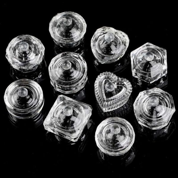 Nail Art Crystal Glass Acrylic Dappen Dish with Lid