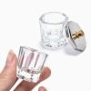 Nail Art Octangle Shape Glass Acrylic Dappen Dish With Stainless Lid-4