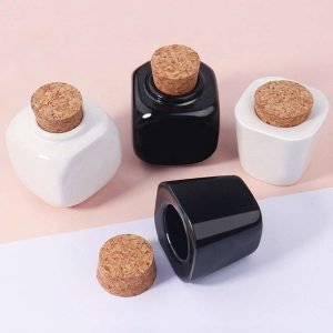 Porcelain Material Two Types Acrylic Dappen Dish With Wooden Cork