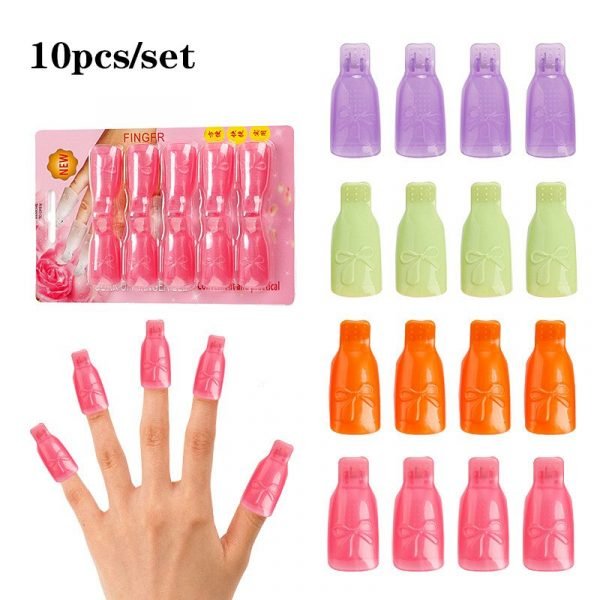 10pcs Bowknot Design Gel Nail Polish Remover Clip Wearable Soak Off Cap-5