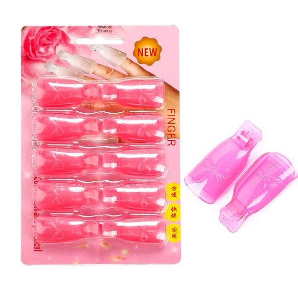 10pcs Bowknot Design Gel Nail Polish Remover Clip Wearable Soak Off Cap