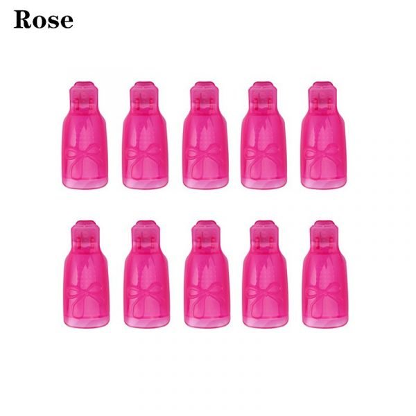 10pcs per Bag Bowknot Design Gel Nail Polish Remover Clip Wearable Soak Off Cap-11