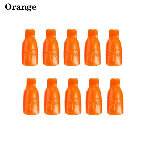 10pcs per Bag Bowknot Design Gel Nail Polish Remover Clip Wearable Soak Off Cap-12