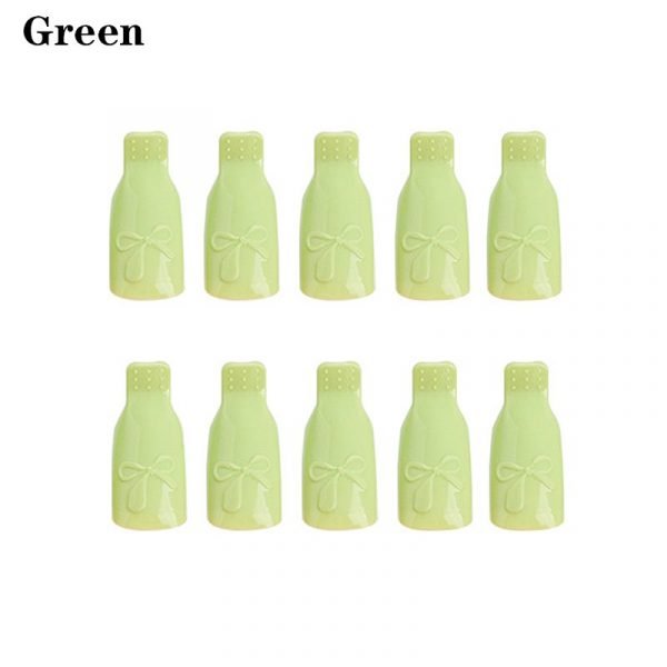 10pcs per Bag Bowknot Design Gel Nail Polish Remover Clip Wearable Soak Off Cap-13