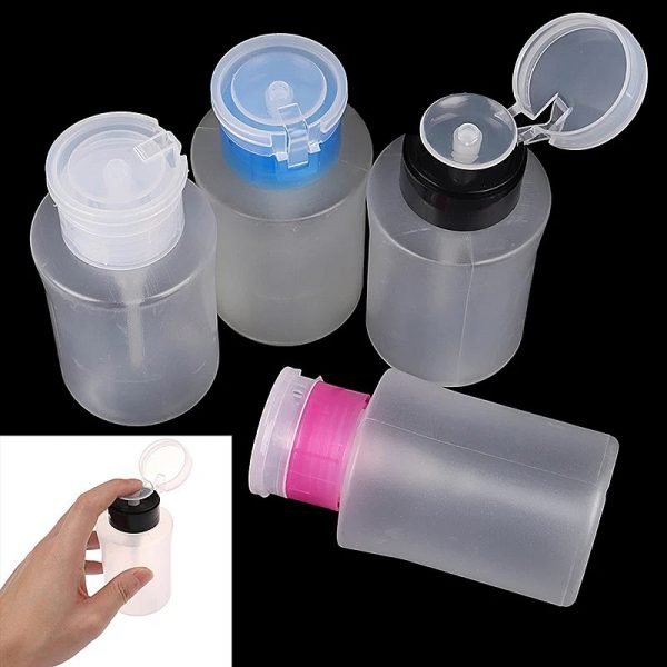 180ML Tapered Shape Nail Polish Remover Bottle Makeup Plastic Dispenser With Lock-1