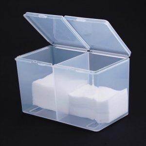 2 Compartments Nail Polish Remover Nail Wipes Cotton Pad Container Storage Box