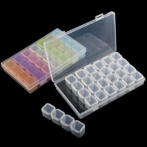 28 Grids Empty Nail Storage Box Case For Rhinestones Alloy Parts Organizer