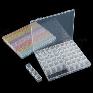 56 Grids Empty Nail Storage Box Case For Rhinestones Alloy Parts Organizer