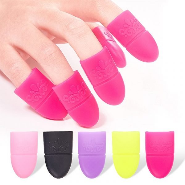 5pcs Nail Art UV Gel Polish Remover Wrap Silicone Elastic Soak Off Cap Clip-1