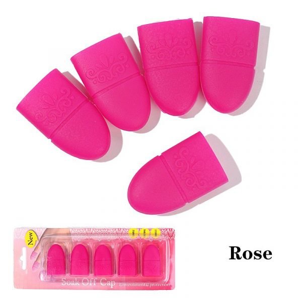 5pcs Nail Art UV Gel Polish Remover Wrap Silicone Elastic Soak Off Cap Clip-10