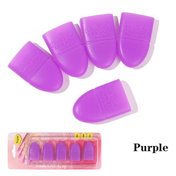 5pcs Nail Art UV Gel Polish Remover Wrap Silicone Elastic Soak Off Cap Clip-11