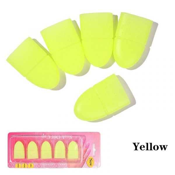 5pcs Nail Art UV Gel Polish Remover Wrap Silicone Elastic Soak Off Cap Clip-12
