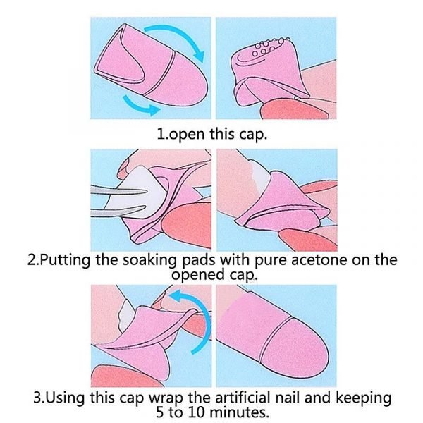 5pcs Nail Art UV Gel Polish Remover Wrap Silicone Elastic Soak Off Cap Clip-4