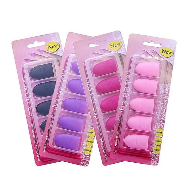 5pcs Nail Art UV Gel Polish Remover Wrap Silicone Elastic Soak Off Cap Clip-7