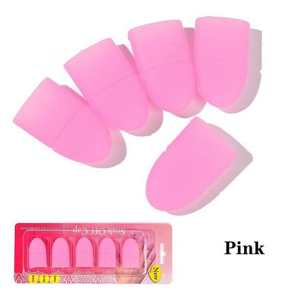 5pcs Nail Art UV Gel Polish Remover Wrap Silicone Elastic Soak Off Cap Clip-8