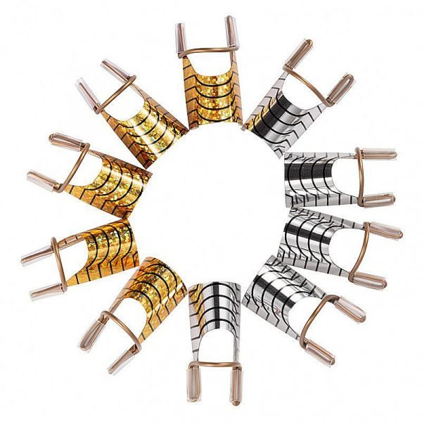 5pcs Reusable Gold and Silver Aluminum Foil Nail Art Form-1