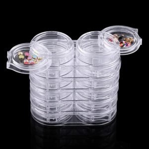 6 Layers 12 Pots Removable Plastic Nail Art Decoration Rhinestone Storage Box Set