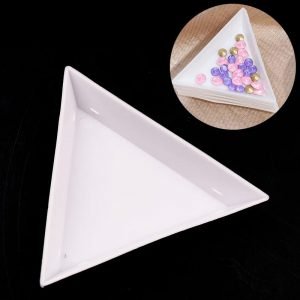 Triangle Plastic Nail Art Rhinestone Plate Tray Holder Storage Container