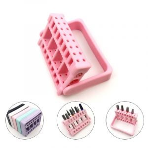 16 Holes Adjustable Nail Drill Bit Display Stand Storage Holder