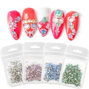 360PCS Flat Opal Glass 3D Nail Art Decoration Accessories Protein Rhinestones Gems