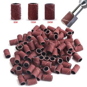 50pcs/bag Premium Quality High Hardness Sanding Cap Bands For Electric Manicure Drill Machine 240/150/80 Grit