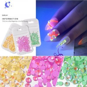 250PCS Fluorescent Crystal Luminous Glow In The Dark Nail Rhinestones