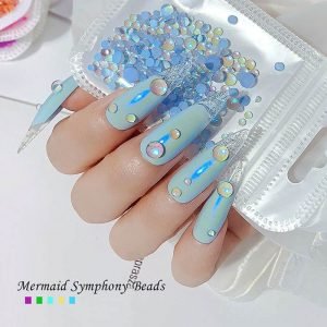 300pcs 3D Flat Mermaid Symphony Design Jewelry Nail Art Pearl Charms