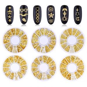 3D Metal Nail Art Studs Rivet Nail Charms Decoration With Wheel