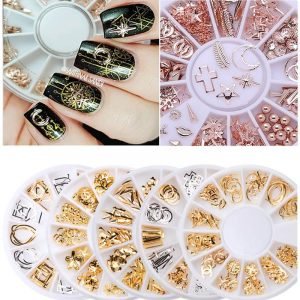 3D Multiple Shapes Metal Nail Art Studs Nail Charms Decoration With Wheel