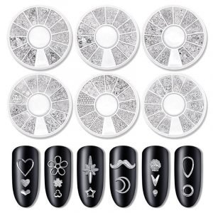 3D Silver Metal Nail Art Studs Rivet Nail Alloy Charms Decoration With Wheel