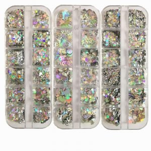 12 Shaped Ultra Thin 3D Laser Holographic Nail Art Sequins Flakes For Nail Decorations