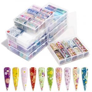 10 Rolls 100x4cm Flower Star Sky Design Nail Transfer Foil Paper XKZ-11