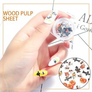 50pcs per Jar 3D Nail Art Wood Pulp Sheets Halloween Style SP59 01-12