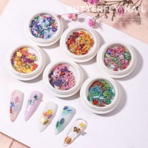 50pcs/Jar 3D Nail Butterfly & Flower Style Wood Pulp Sheet SP0345 01-12