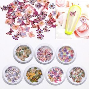 50pcs/Jar 3D Nail Flower & Insects wood pulp sheet SP32 01--12