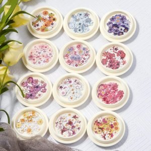 50pcs/Jar 3D Nail Flower wood pulp sheet SP0290 01–12