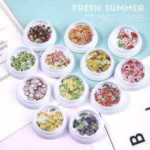 50pcs/Jar 3D Nail Fruit Style Wood Pulp Sheet SP0364 01–12