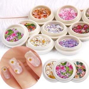 50pcs/Jar Nail Wood Pulp Chips 3D Flower Flakes Sparkly Colorful Sequins SP14-01~SP14-18