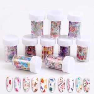 Flower And Leaf Pattern 4x100cm Nail Art Transfer Foil Roll WY487-WY496