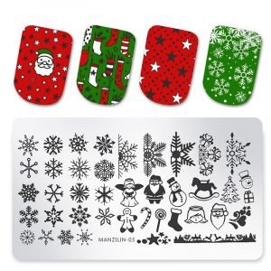 8 Christmas Design 6x12cm Nail Stamping Plates Stainless Steel Nail Stencils Image Plate Manzilin Series